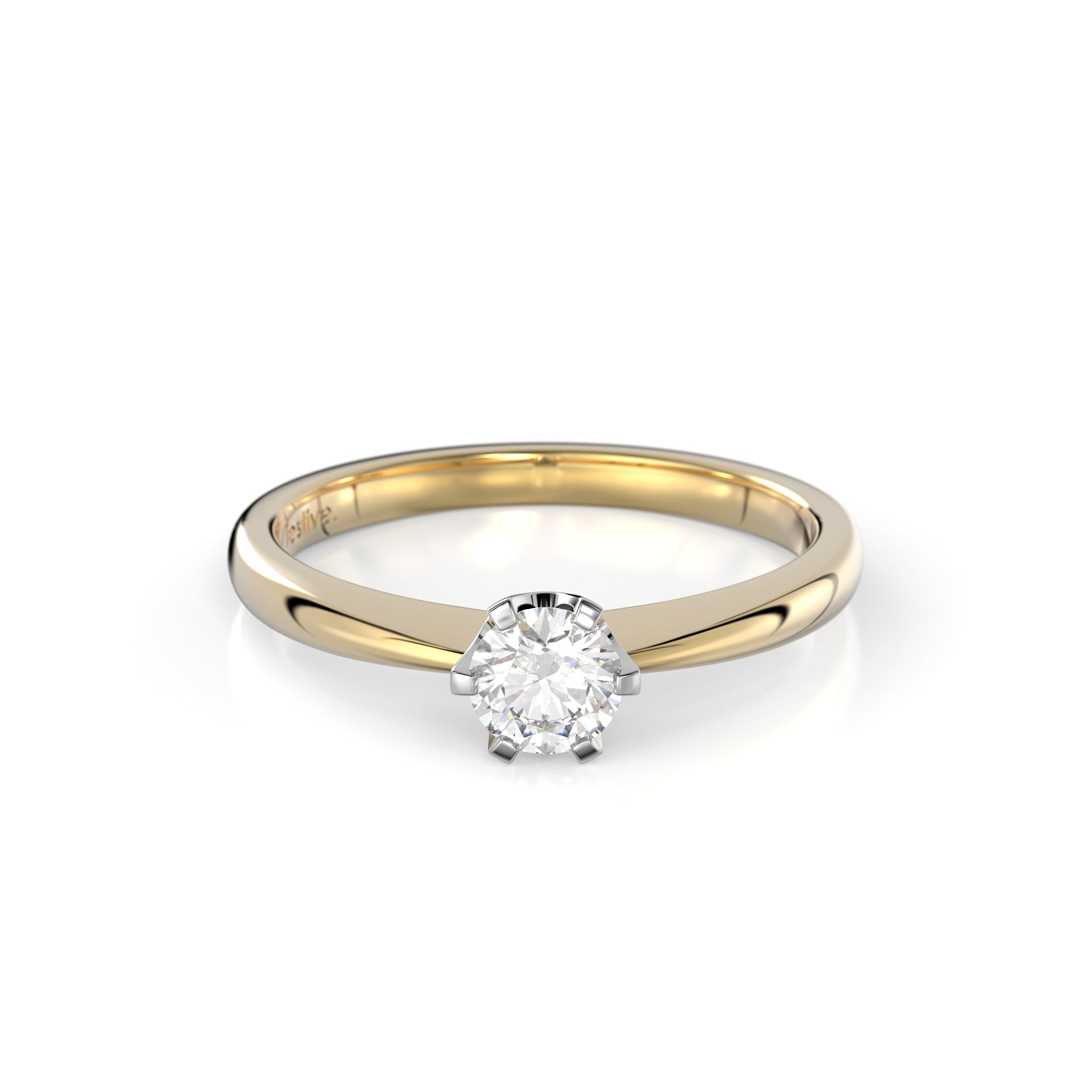 Keltakultainen timanttisormus Classic 0,30 ct Festive kuvattu edestä