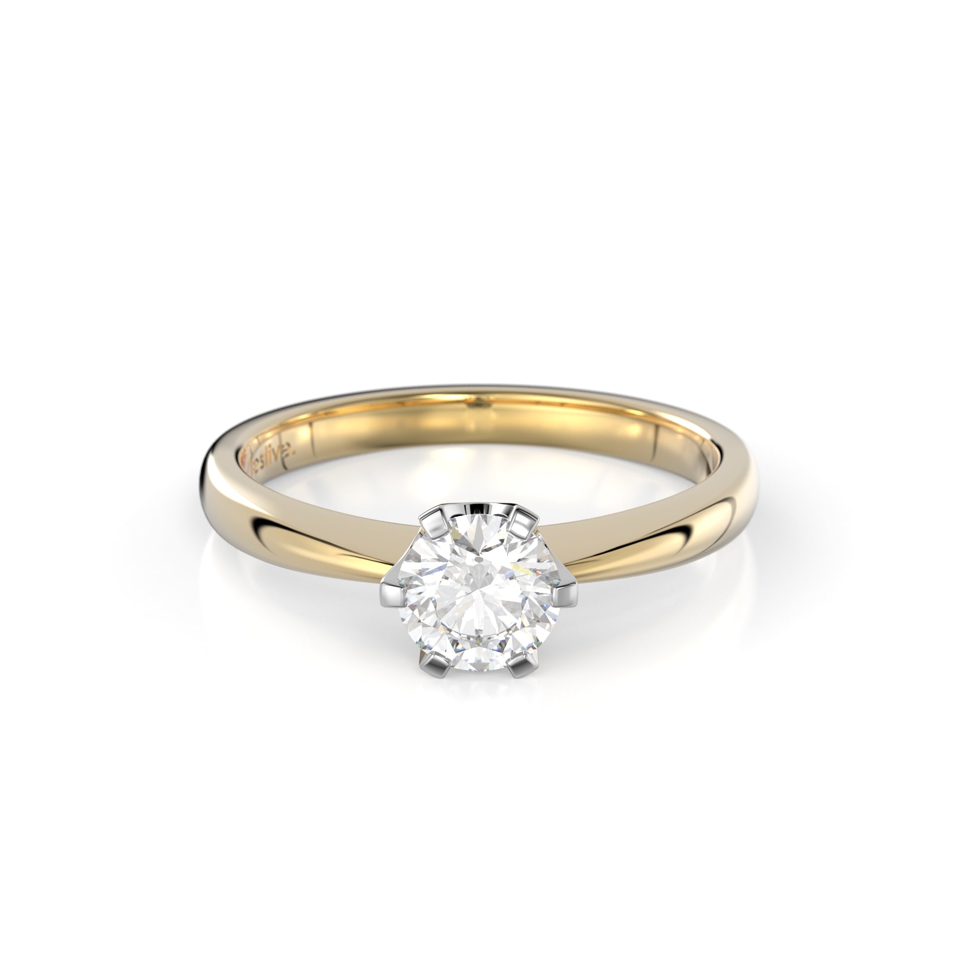 Keltakultainen timanttisormus Classic 0,50 ct Festive kuvattu edestä