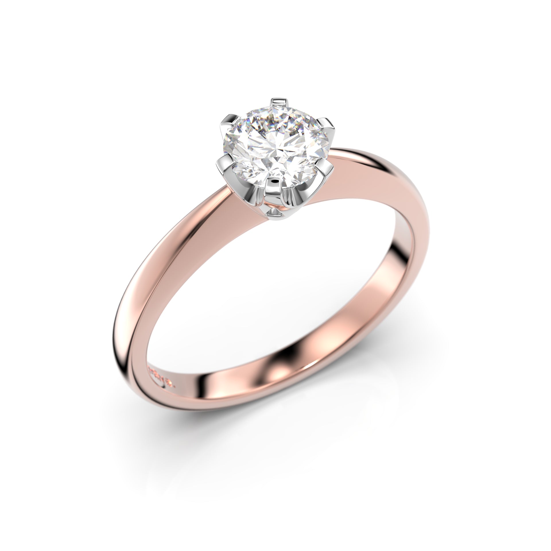 Punakultainen timanttisormus Classic 0,50 ct Festive kuvattu viistosti edestä