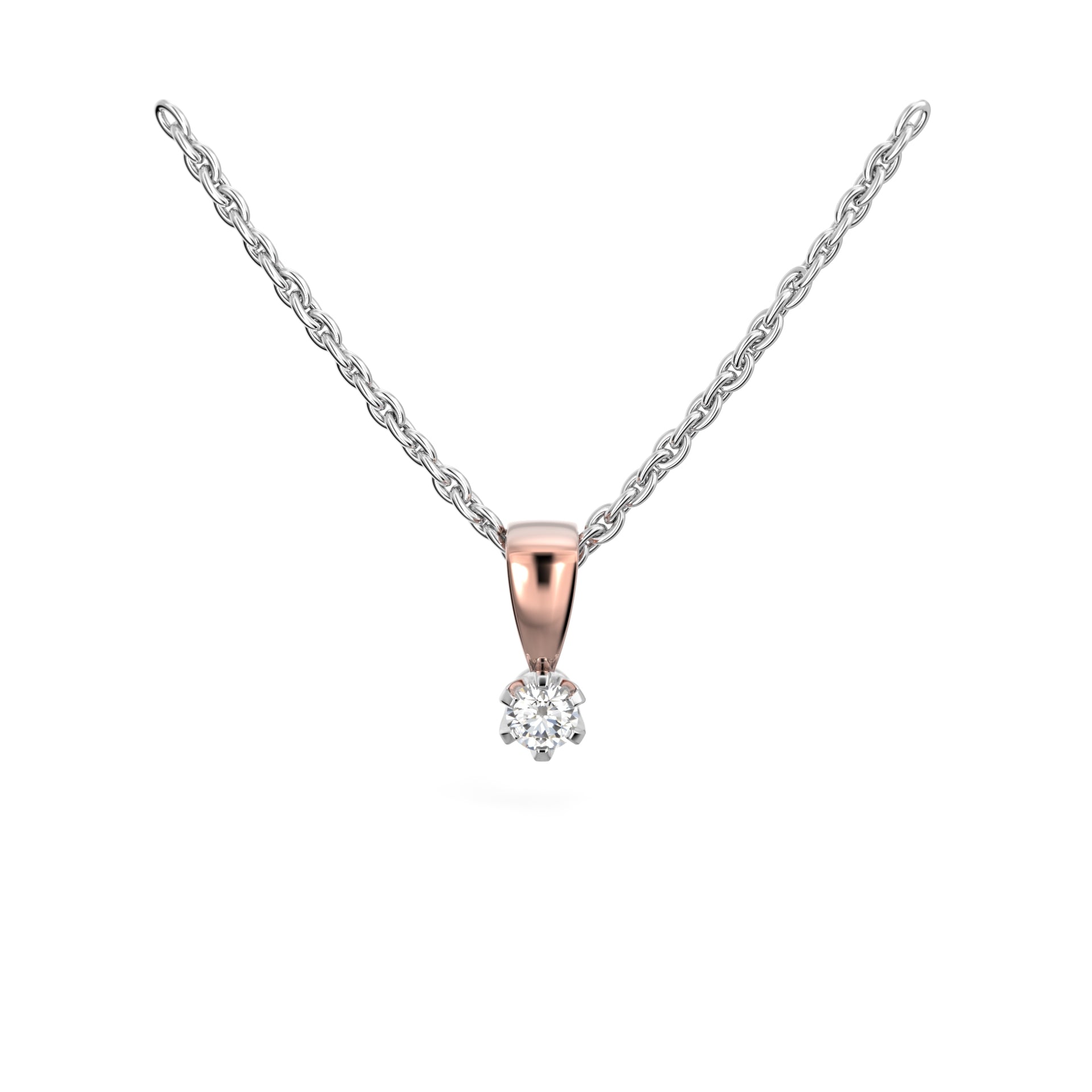 Punakultainen timanttiriipus Classic 0,05 ct Festive kuvattu edestä