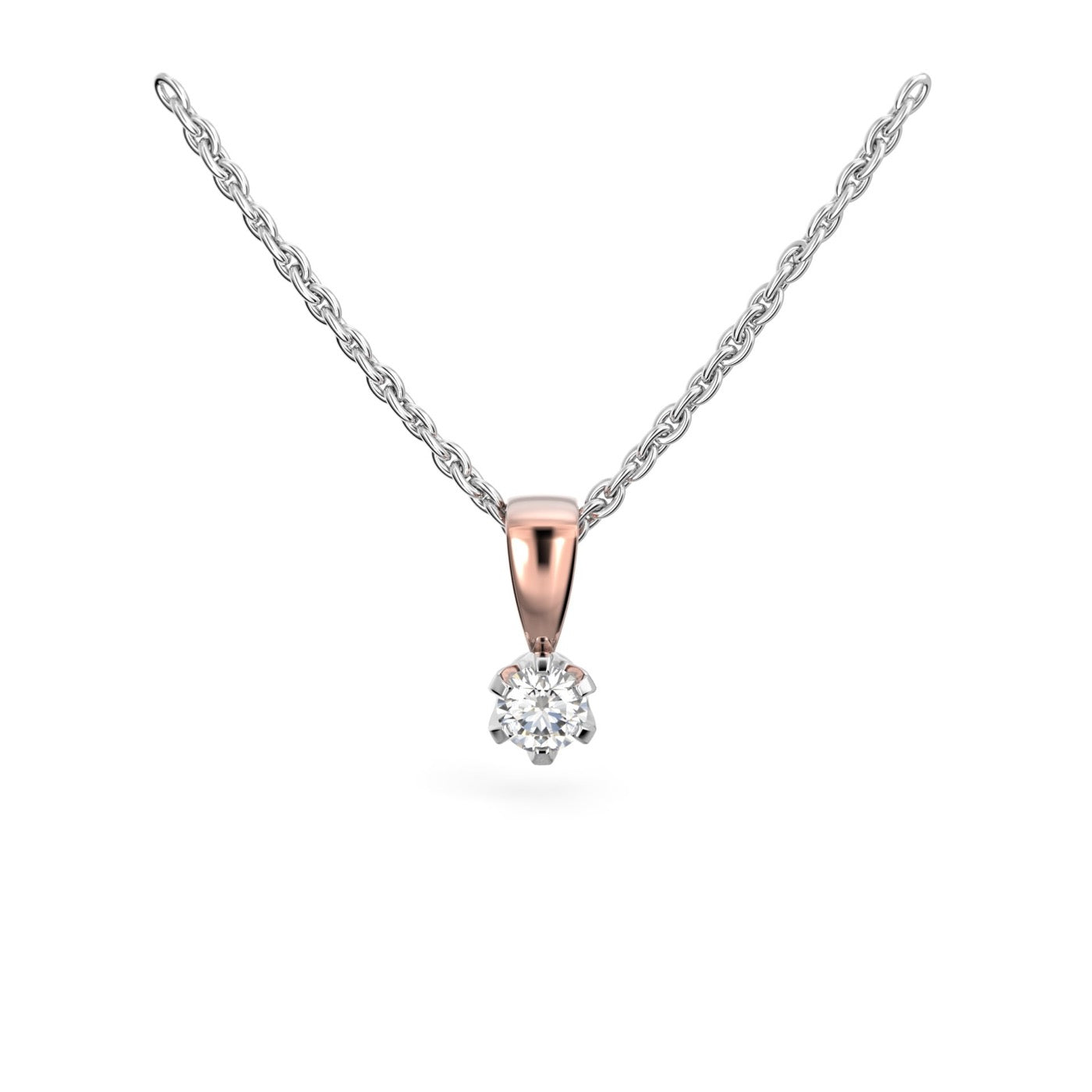 Punakultainen timanttiriipus Classic 0,10 ct Festive kuvattu edestä