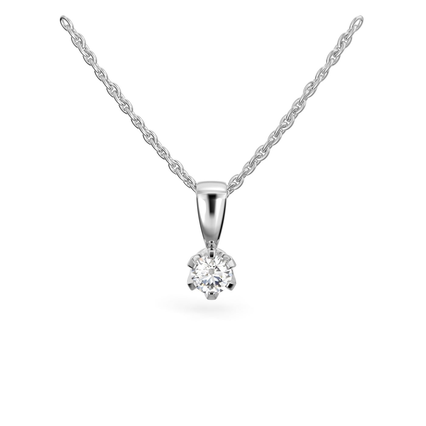 Valkokultainen timanttiriipus Classic 0,15 ct Festive kuvattu edestä